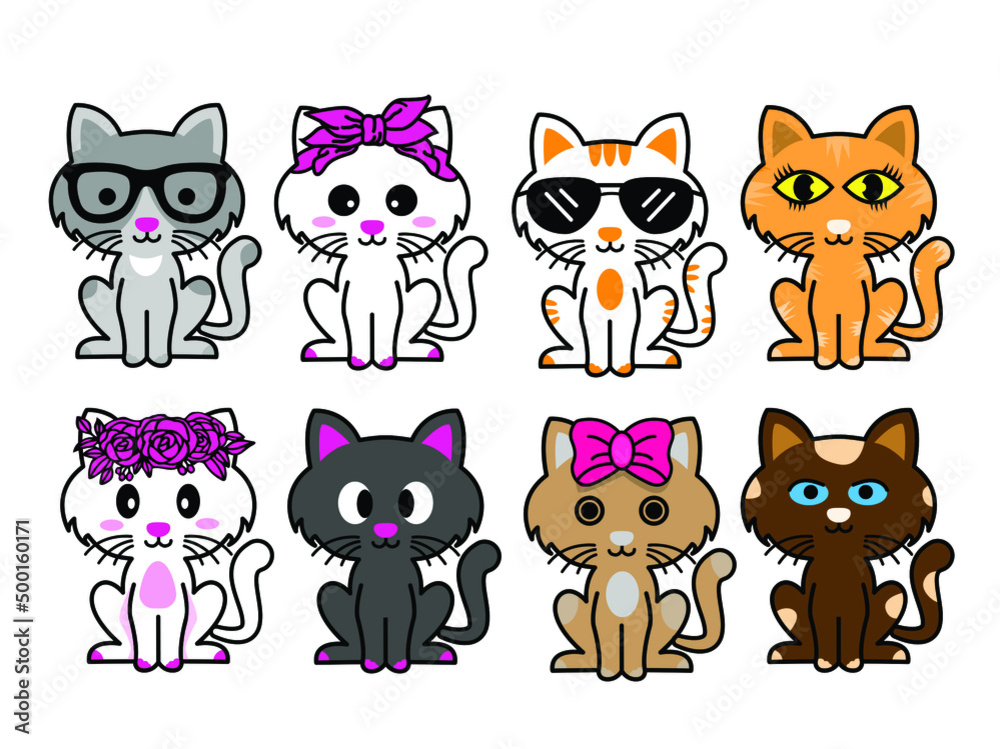 Cute cat icon. pink cat icon on white background. happy cat icon standing and modern for illustration. Cute cat icon. pink cat icon on white background. happy cat icon standing and modern for illustration.