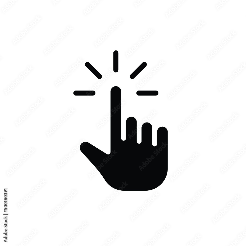 Clicking finger icon. Hand click, pointer symbol. Vector illustration isolated. Simple solid style. EPS 10. Clicking finger icon. Hand click, pointer symbol. Vector illustration isolated. Simple solid style. EPS 10.
