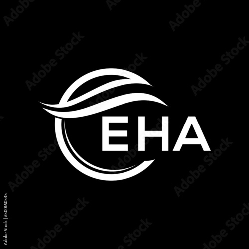 EHA letter logo design on black background. EHA  creative initials letter logo concept. EHA letter design.
 photo