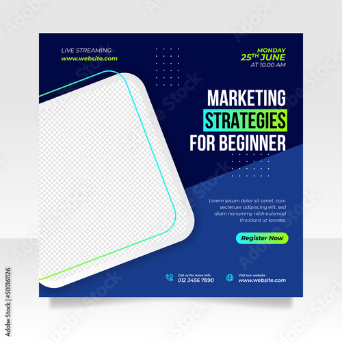 Digital marketing live webinar and business conference social media post template
