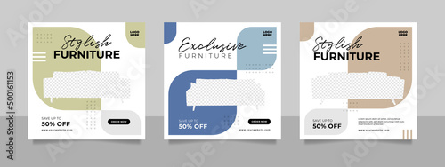 Minimalist furniture and home interior sale banner or social media post template