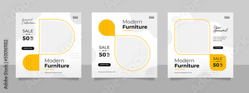 Minimalist furniture and home interior sale banner or social media post template