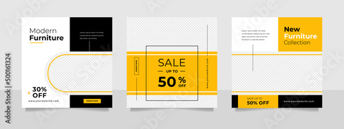Minimalist furniture and home interior sale banner or social media post template