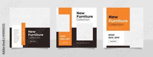 Minimalist furniture and home interior sale banner or social media post template
