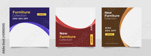 Minimalist furniture and home interior sale banner or social media post template