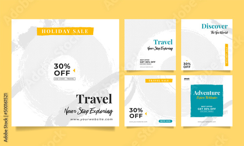 Travel sale banner and social media post template