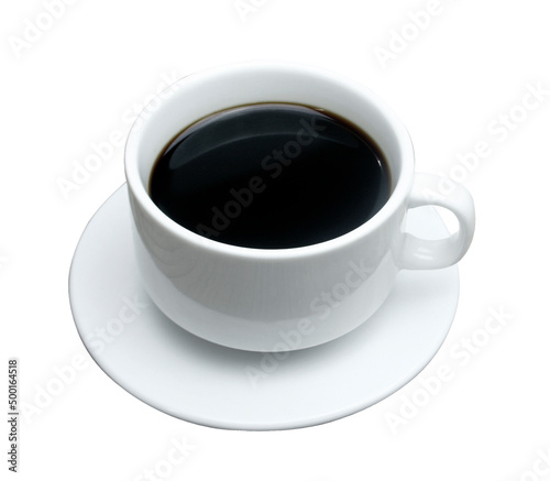 black coffee in a cup isolated on white background