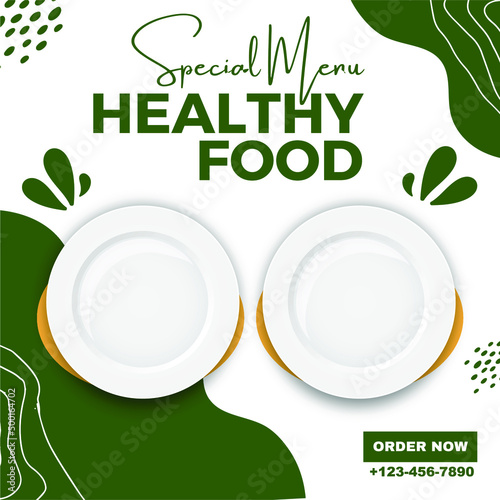Social Media Post for Food Promotion offer poster, Healthy Food Social Media Banner & Post