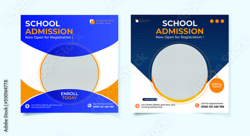 New school Admission social media post template bundle