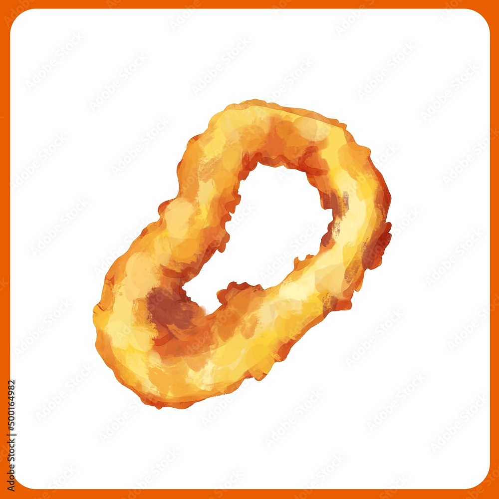 Obraz premium 手描き水彩厚塗りのイカリングイラスト