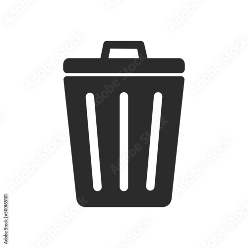Garbage bin icon on white background.