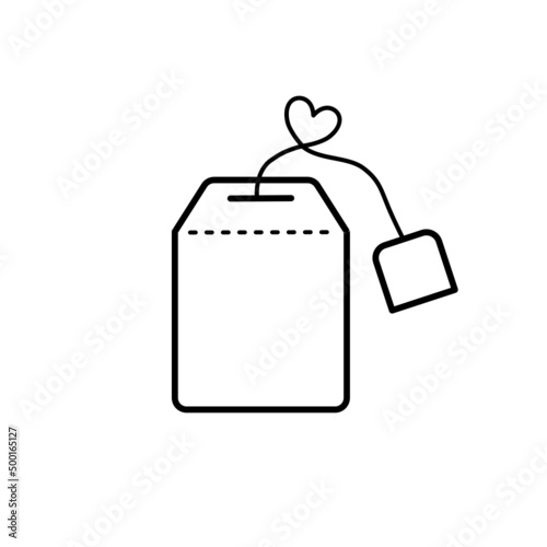 Tea bag icon on white background.