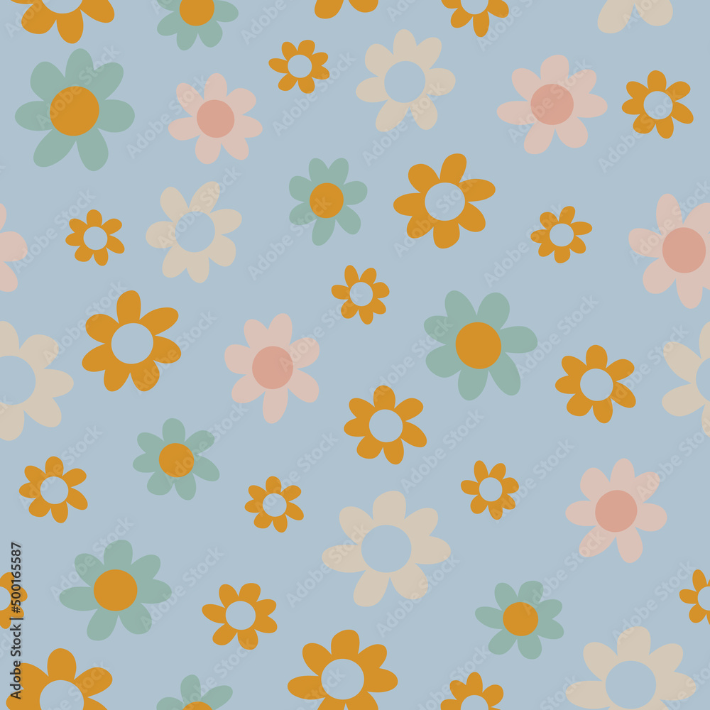Obraz premium blue pastel flower seamless pattern