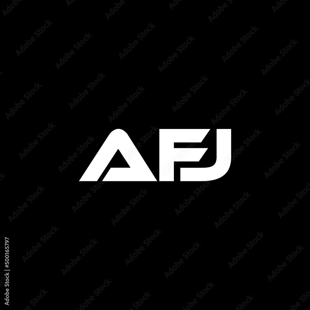 AFJ letter logo design with black background in illustrator, vector logo modern alphabet font overlap style. calligraphy designs for logo, Poster, Invitation, etc.