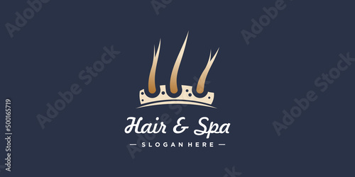 Hair logo design for beauty Premium Vector
