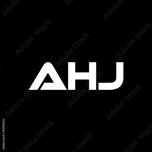 AHJ letter logo design with black background in illustrator, vector logo modern alphabet font overlap style. calligraphy designs for logo, Poster, Invitation, etc.