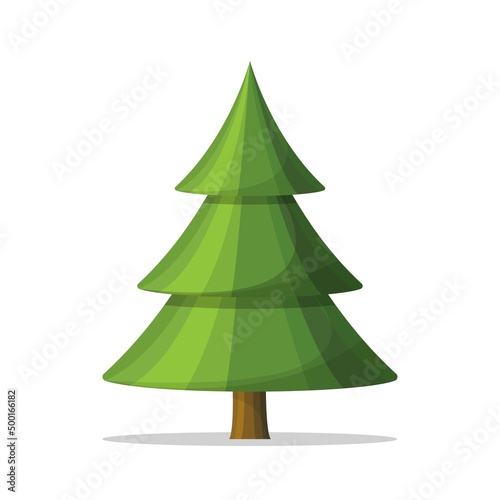 Green Christmas tree isolated on white. Vector Christmas tree green, traditional symbol for the new year illustration.