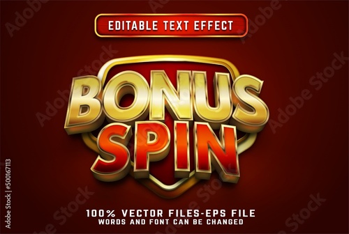Stampa su tela Bonus spin 3d text effect with golden style premium vectors