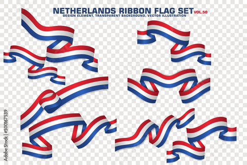 Netherlands Ribbon Flags Set, Element design, 3D style. vector Illustration