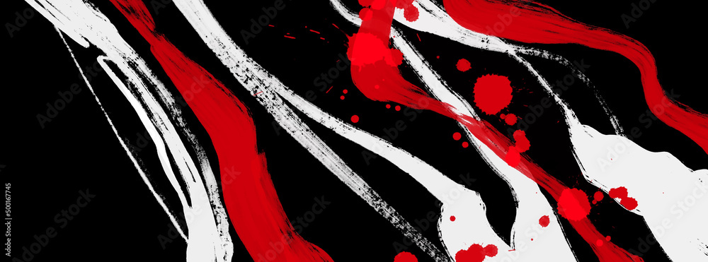 Black white red ink brush stroke. Japanese style. Vector illustration ...