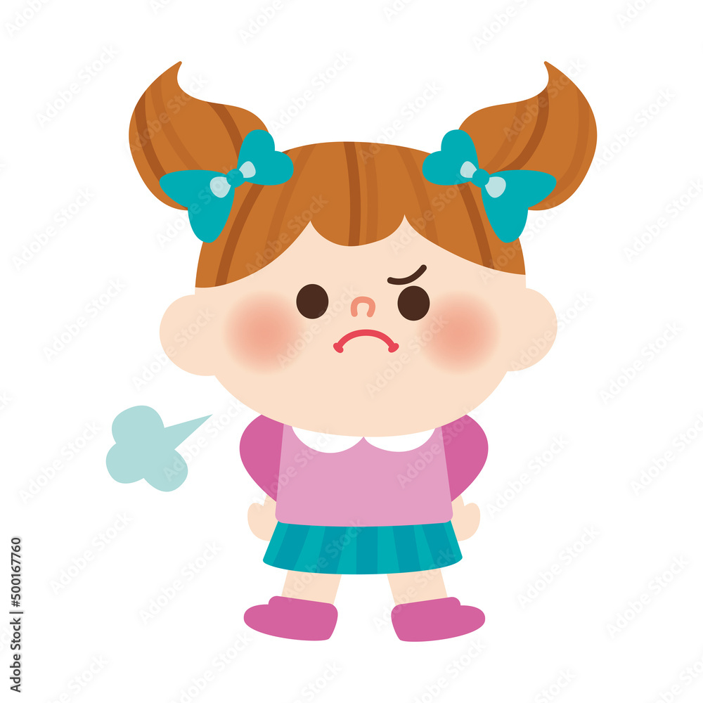 怒っている女の子のイラスト 怒っている女の子のイラスト