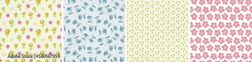 Wallpaper Mural Set of seamless patterns in cutout style. Vector backgrounds Torontodigital.ca