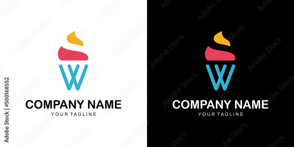 a W ice cream themed graphic image, on a black and white background. vector graphics base. a W ice cream themed graphic image, on a black and white background. vector graphics base.
