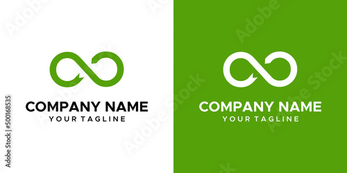 an infinity arrow themed graphic image, on a green and white background. vector graphics base.