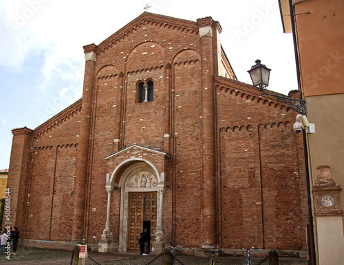 Facade of the famous Abbey of Nonantola, Abbazia di Nonantola. Modena, Italy photo