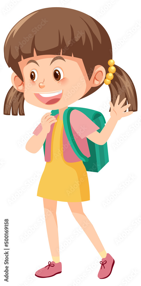 Female student cartoon character with backpack Female student cartoon character with backpack
