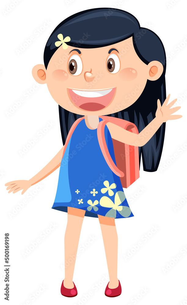 Female student cartoon character with backpack Female student cartoon character with backpack