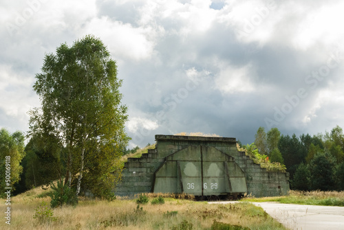 Canvastavla Abandoned cold war Soviet era concealed military aircraft hangar, Mimoň, Czech R