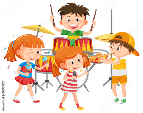 Group of children music band