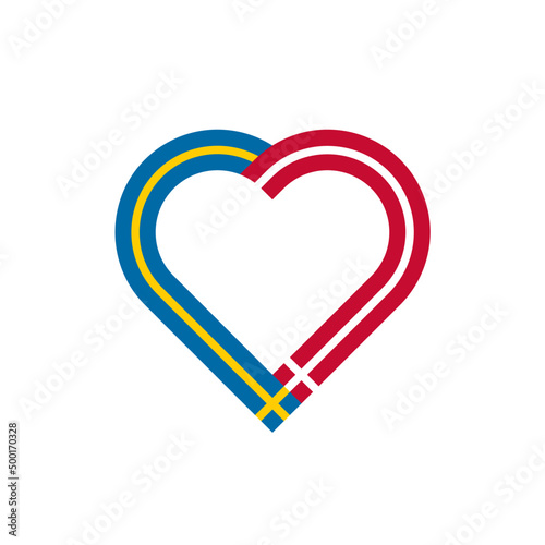 friendship concept. heart ribbon icon of swedish and danish flags. vector illustration isolated on white background