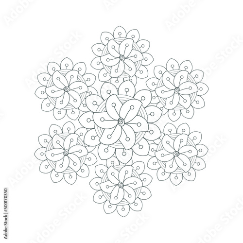 Decorative Doodle flowers in black and white for coloring page, cover, wedding invitation, greeting card, wall art and wallpaper. Hand drawn sketch for adult anti stress coloring page.-vector 