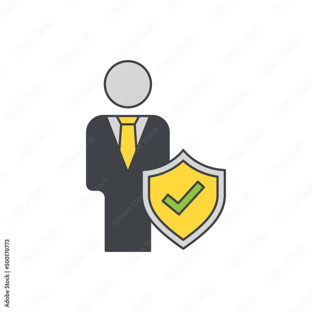 Business protection security icon in color icon, isolated on white background Business protection security icon in color icon, isolated on white background