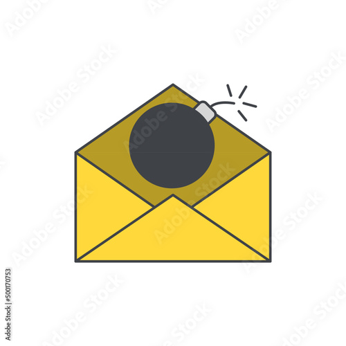 Mail bomb icon in color icon, isolated on white background 