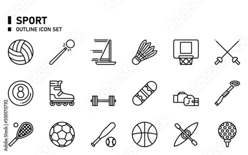 Sport outline icon set.