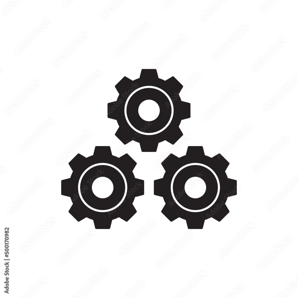 Gear Configuration  icon in black flat glyph, filled style isolated on white background