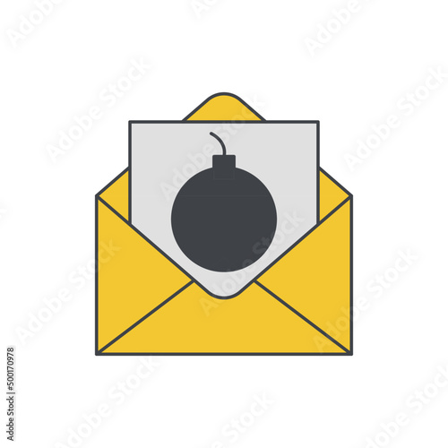 Mail bomb icon in color icon, isolated on white background 