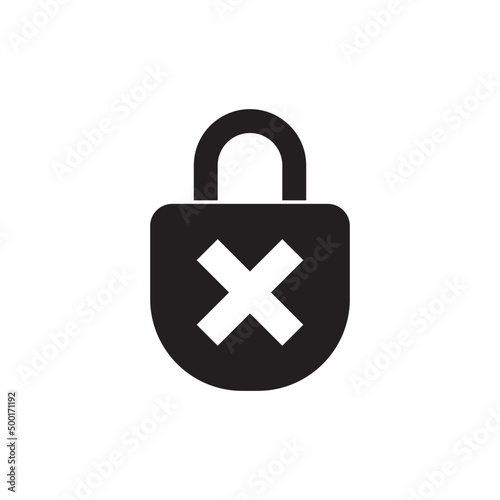 Insecure, unsafe icon in black flat glyph, filled style isolated on white background