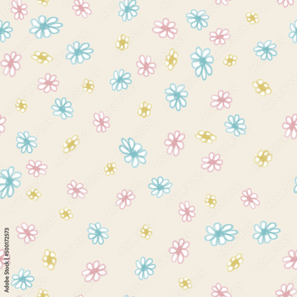 seamless hand drawn little flower pattern background, greeting card or fabric