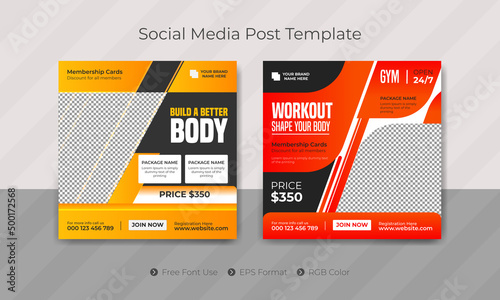 Fitness or gym social media template for Instagram design