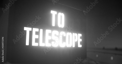 Black And White Telescope Sign In Griffith Observatory, Los Angeles, California, USA. - Zoom-In