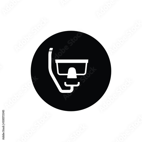 Snorkel icon circle background black color editable. Diving icon.