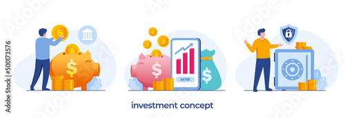 investment concept, growth, fund, financial and accounting, trading, deposit vector flat design illustration vector photo
