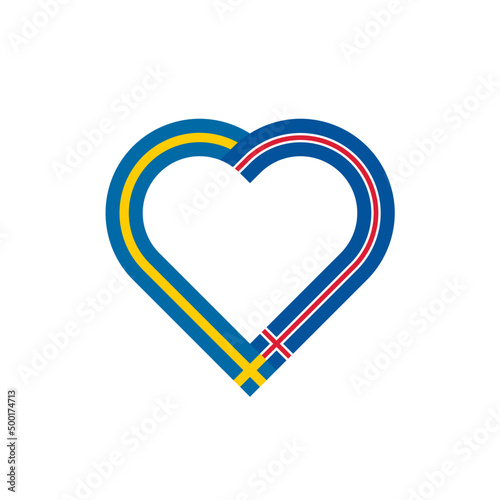 unity concept. heart ribbon icon of sweden and iceland flags. vector illustration isolated on white background