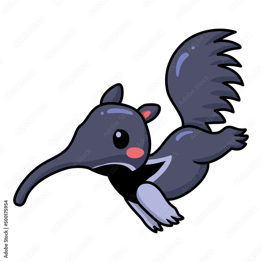 Cute little anteater cartoon running Cute little anteater cartoon running