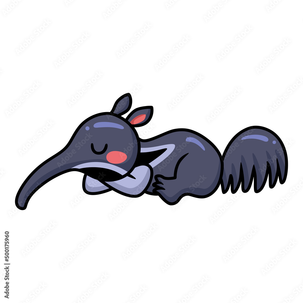 Obraz premium Cute little anteater cartoon sleeping