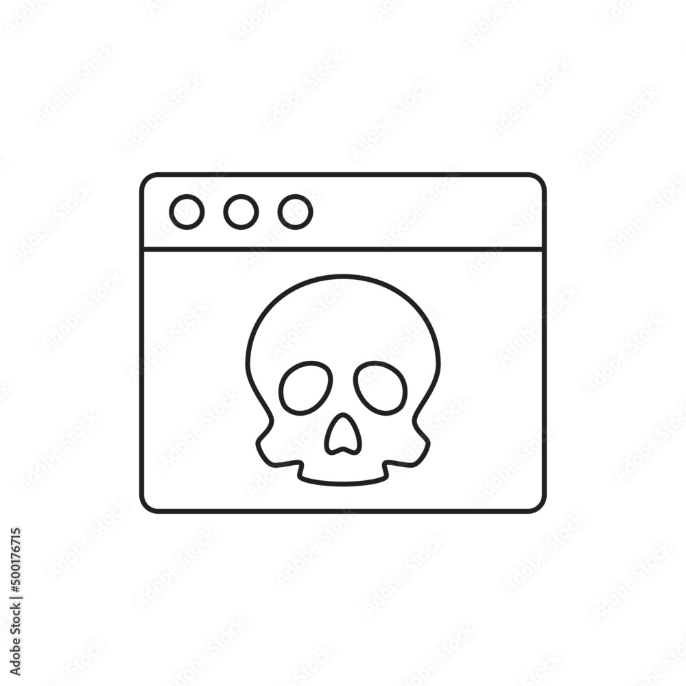 Malware, virus on webpage icon in line style icon, style isolated on white background Malware, virus on webpage icon in line style icon, style isolated on white background